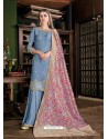 Blue Latest Designer Heavy Wedding Wear Suit