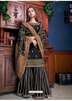 Black Latest Designer Heavy Wedding Wear Suit