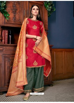 Red Latest Designer Heavy Wedding Wear Suit