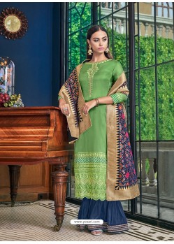 Green Latest Designer Heavy Wedding Wear Suit