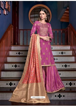 Medium Violet Latest Designer Heavy Wedding Wear Suit