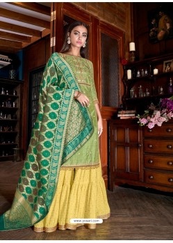 Green Latest Designer Heavy Wedding Wear Suit