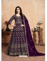 Purple Latest Designer Heavy Embroidered Party Wear Anarkali Suit