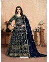 Navy Blue Latest Designer Heavy Embroidered Party Wear Anarkali Suit