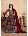 Maroon Latest Designer Heavy Embroidered Party Wear Anarkali Suit