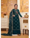 Teal Blue Latest Heavy Designer Wedding Wear Suit