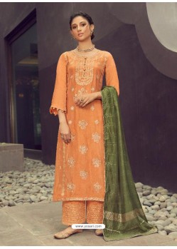 Orange Latest Heavy Designer Wedding Wear Suit