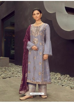 Mauve Latest Heavy Designer Wedding Wear Suit