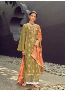 Green Latest Heavy Designer Wedding Wear Suit