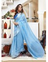 Blue Casual Wear Designer Cotton Linen Sari