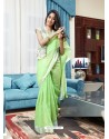 Green Casual Wear Designer Cotton Linen Sari