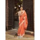 Orange Casual Wear Designer Cotton Linen Sari