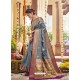 Grey Party Wear Wear Designer Soft Silk Sari