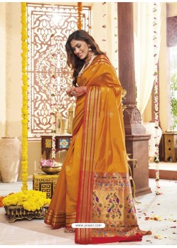 Mustard Party Wear Wear Designer Soft Silk Sari