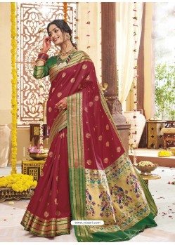 Maroon Party Wear Wear Designer Soft Silk Sari