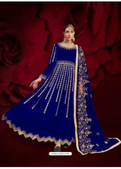 Royal Blue Latest Designer Heavy Embroidered Party Wear Anarkali Suit