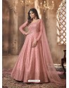 Pink Designer Butterfly Net Party Wear Anarkali Suit