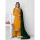 Yellow Latest Heavy Designer Wedding Wear Palazzo Suit