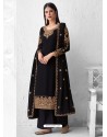 Black Latest Heavy Designer Wedding Wear Palazzo Suit