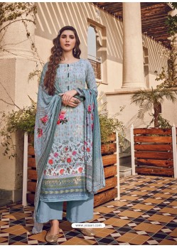 Aqua Grey Latest Designer Casual Wear Palazzo Suit