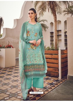 Aqua Mint Latest Designer Casual Wear Palazzo Suit