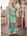 Aqua Mint Latest Designer Casual Wear Palazzo Suit