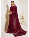 Maroon Scintillating Latest Designer Wedding Wear Sari