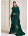 Teal Scintillating Latest Designer Wedding Wear Sari