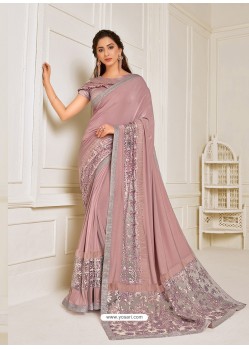 Dusty Pink Scintillating Latest Designer Wedding Wear Sari