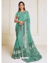 Aqua Mint Scintillating Latest Designer Wedding Wear Sari