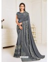 Grey Scintillating Latest Designer Wedding Wear Sari