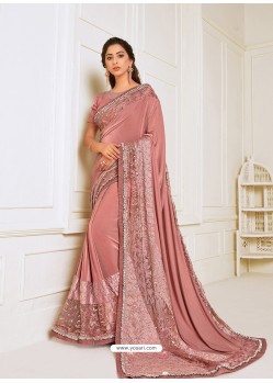 Old Rose Scintillating Latest Designer Wedding Wear Sari