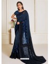 Navy Blue Scintillating Latest Designer Wedding Wear Sari