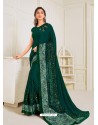 Dark Green Scintillating Latest Designer Wedding Wear Sari