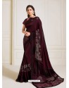 Deep Wine Scintillating Latest Designer Wedding Wear Sari