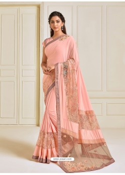 Light Orange Scintillating Latest Designer Wedding Wear Sari