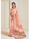 Light Orange Scintillating Latest Designer Wedding Wear Sari