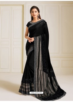 Black Scintillating Latest Designer Wedding Wear Sari