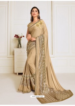 Gold Scintillating Latest Designer Wedding Wear Sari