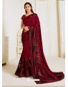 Maroon Scintillating Latest Designer Wedding Wear Sari