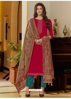 Rose Red Latest Designer Party Wear Palazzo Suit