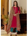 Rose Red Latest Designer Party Wear Palazzo Suit