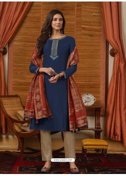 Dark Blue Latest Designer Party Wear Palazzo Suit