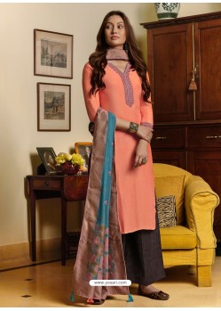 Light Orange Latest Designer Party Wear Palazzo Suit