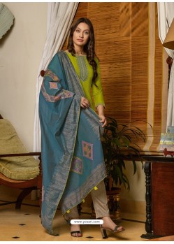 Parrot Green Latest Designer Party Wear Palazzo Suit