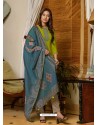 Parrot Green Latest Designer Party Wear Palazzo Suit