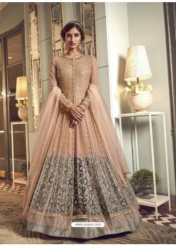 Light Orange Latest Designer Heavy Embroidered Party Wear Anarkali Suit