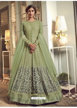 Green Latest Designer Heavy Embroidered Party Wear Anarkali Suit