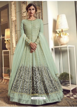 Sea Green Latest Designer Heavy Embroidered Party Wear Anarkali Suit