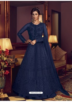 Navy Blue Latest Designer Heavy Embroidered Party Wear Anarkali Suit